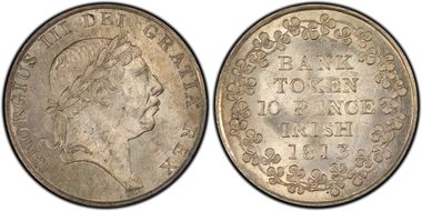 1813 10D Tkn S-6618 KM-Tn5 Ag Bank Token MS64+