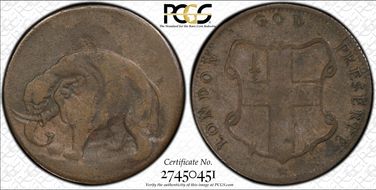 (1694) Token Elephant, Thick Planchet VF25BN