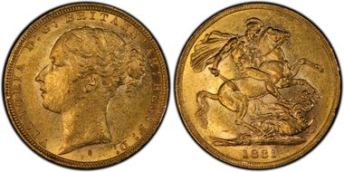 1881-S Sov S-3858D St. George AU58