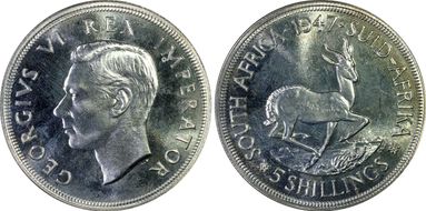 1947 5 Shil KM-31  Ag PR65