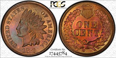 1876 1C MS66RB