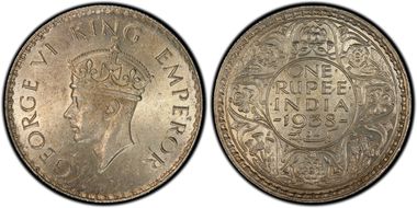 1938(B) Rupee SW-9.9 w/o Lotus Dot MS64