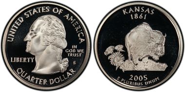 2005-S 25C Kansas, Silver Die Dent, FS-901 PR69DCAM