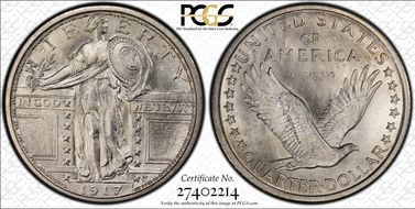 1917-S 25C Type 1 MS67FH