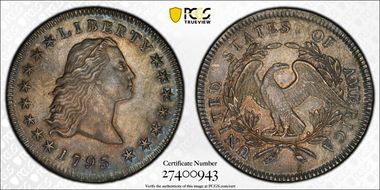 1795 $1 Flowing Hair, 3 Leaves MS62
