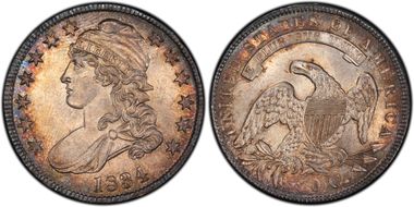1834 50C Large Date, Small Letters MS65