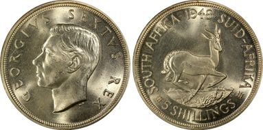 1948 5 Shil KM-40.1  Ag MS63