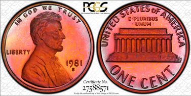 1981-S 1C Type 1 PR67RB