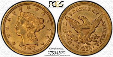 1852 $2.50 AU58