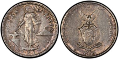 1945-D 10C Allen-9.05b Doubled Die AU55