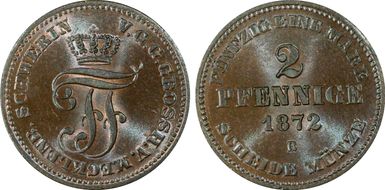 1872-B 2 Pfg MS66BN