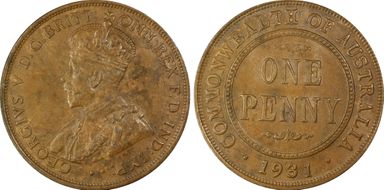 1931 (m) 1D English obverse Dropped 1 MS62BN