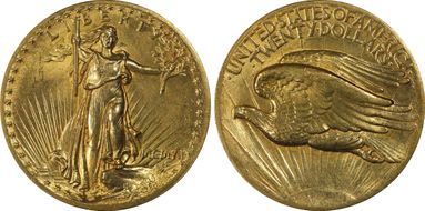 1907 $20 High Relief, Flat Edge MS61