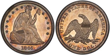 1865 $1 PR64+ CAM
