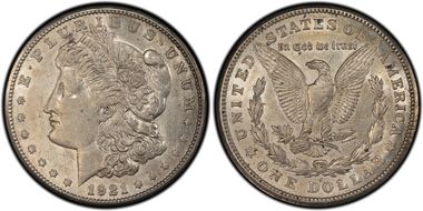 1921-S $1 VAM 1B-3a Thorn Head AU53