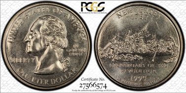 1999-D 25C New Jersey MS67