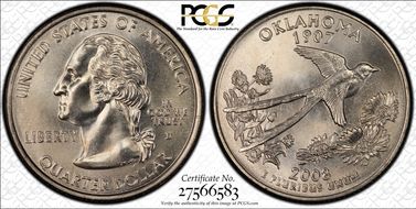 2008-D 25C Oklahoma MS67