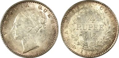 1840.(C) 1/4 Rup SW-2.43 MS62