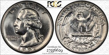 1957-D 25C Misplaced MM FS-501 MS64