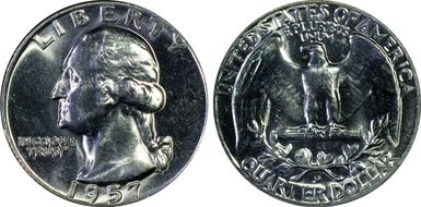 1957-D 25C Misplaced MM FS-501 MS64