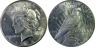 1928 $1 AU58