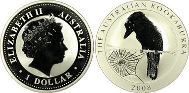 2008-P $1 Kookaburra Ag MS70