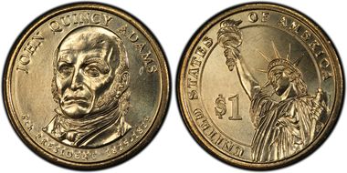 2008-D $1 Weak Edge Lettering John Quincy Adams, Pos. B MS66