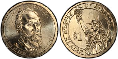 2011-P $1 Weak Edge Lettering Garfield, Position B MS64