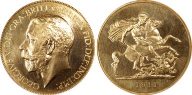 1911 £5 S-3994 WR-414 PR65+ CAM