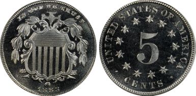 1883 5C Shield PR67+ CAM