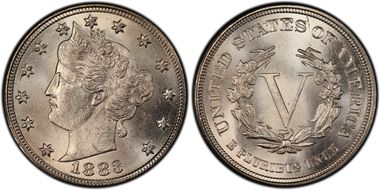 1883 5C No CENTS MS67