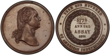 1876 Medal JK-AC-15 Copper Washington, 100 Yrs Independence SP63BN
