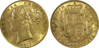 1871-S Sov S-3855A Shield WW incuse AU58