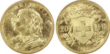 1926 B 20 Fr KM-35.1  Au MS65