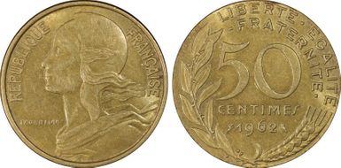 1962 50C Gad-427 F-197 4 Plis AU55