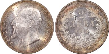 1913 2 Leva KM-32  Ag MS64