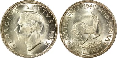 1948 5 Shil KM-40.1  Ag MS64+