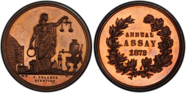 1872 Medal JK-AC-11 Copper Standing Moneta, J. Pollock SP64RB