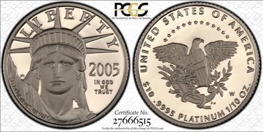 2005-W $10 Statue of Liberty PR70DCAM