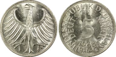 1968-D 5 Mk Regular Issue MS64