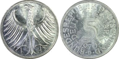 1970-D 5 Mk Regular Issue MS64