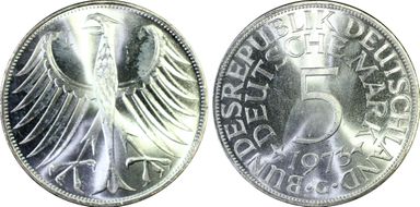 1973-G 5 Mk Regular Issue J-387 MS65