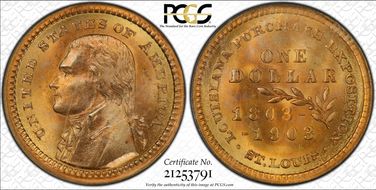 1903 G$1 LA Purchase, Jefferson MS65