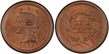 1855 1C N-9, Knob on Ear MS65BN