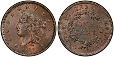 1834 1C N-4 Lg 8 Sm St Med Lt MS66BN