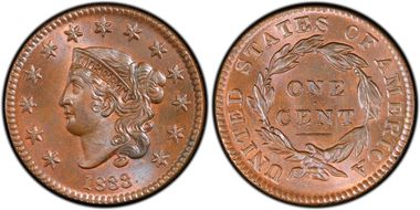1833 1C Newcomb 3 MS66BN