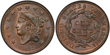 1833 1C Newcomb 3 MS66BN