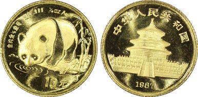1987-S 10 Yn Panda Gold PAN-47A MS69