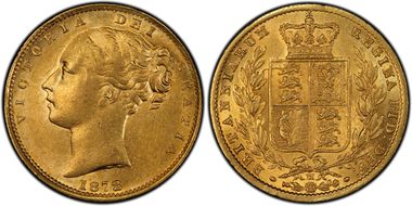 1872/1-M Sov S-3854 Shield AU55