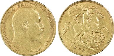 1909-P 1/2 Sov S-3976B AU50